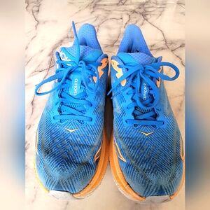Hoka One One Clifton 9  Blue Orange Size 10D 1127895CSAA Coastal Sky